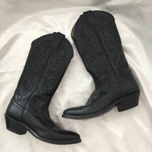 Justin Boots Black Classic Western Leather Boots Size 6B
